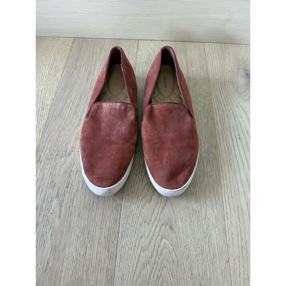 Birdies Womens 7 The Swift Classic Shell suede slip-on sneakers Shoes Comfy Pink